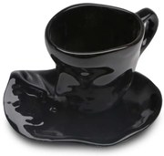 Φλυτζάνια Καφέ Με Πιατάκια (Σετ 2Τμχ) 968HBR1134 15cm Black Aberto Design Κεραμικό