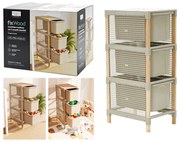 Συρταριέρα Μπεζ/Φυσικό Πλαστικό/Ξύλο 31x32x114cm