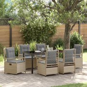 vidaXL Σέτ φαγητού για κήπο 7 pcs Μπεζ συνθετικό ρατάν