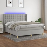 ΚΡΕΒΑΤΙ BOXSPRING ΜΕ ΣΤΡΩΜΑ &amp; LED ΑΝ.ΓΚΡΙ 160X200ΕΚ. ΥΦΑΣΜΑΤΙΝΟ 3139205