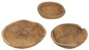 Artekko Woody Μπολ από Ξύλο Teak Φυσική Απόχρωση (25x25x8)cm (20x20x7.5)cm (15x15x6.5)cm Σετ/3 Artekko 70625