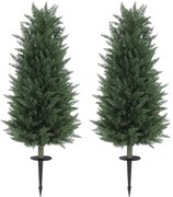 HOMCOM Σετ 2 Τεχνητών Φυτών, Τεχνητές Κυπαρίσσια με 831 Φύλλα το καθένα, Πολυχρηστικά, Πράσινο