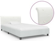 vidaXL Πλαίσιο Κρεβατιού Λευκό 90 x 200 εκ. από Συνθετικό Δέρμα