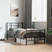 vidaXL Πλαίσιο Κρεβατιού με Κεφαλάρι&Ποδαρικό Μαύρο 90x200 εκ. Μέταλλο