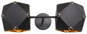 GloboStar® WELLES Replica 00795 Μοντέρνο Φωτιστικό Τοίχου Απλίκα Δίφωτο Μεταλλικό Μαύρο - Χρυσό Μ52 x Π21 x Υ17cm