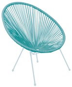 Πολυθρόνα ACAPULCO Μεταλλική Άσπρη, Plastic Rattan Μπλε 74x80x84cm