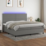 ΚΡΕΒΑΤΙ BOXSPRING ΜΕ ΣΤΡΩΜΑ &amp; LED ΣΚ.ΓΚΡΙ 200X200ΕΚ. ΥΦΑΣΜΑΤΙΝΟ 3134822