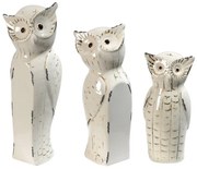 Artekko Artekko Owls Διακοσμητικές Επιτραπέζιες Κουκουβάγιες Πορσελάνη Μπεζ (12x12x37)cm Σετ/3 68458