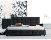 WOODWELL Ε8053FIDEL Κρεβάτι Διπλό για Στρώμα 160x200cm, PU Μαύρο 168x215x107cm Ε8053