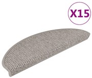 vidaXL Πατάκια Σκάλας Αυτοκόλλητα 15 τεμ. Όψη Σιζάλ Ασημί 65x21x4 εκ.