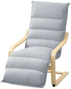 HOMCOM Πολυθρόνα Lounge από ξύλο σημύδας, Πολυθρόνα με ρυθμιζόμενο υποπόδιο, Μοντέρνα πολυθρόνα με μπράτσα, Ανοιχτό γκρι