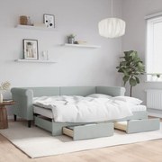 vidaXL Καναπές Κρεβάτι Συρόμενος Αν. Γκρι 90x190 εκ Βελούδο &amp; Συρτάρια