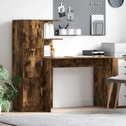 vidaXL Γραφείο με αποθηκευτικό χώρο με ράφι 2 pcs Καπνιστό Δρύς