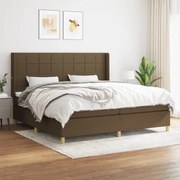 Κρεβάτι Boxspring με Στρώμα Σκούρο Καφέ 200x200 εκ. Υφασμάτινο