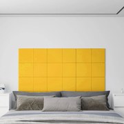 Πάνελ Τοίχου 12 τεμ. Κίτρινος 60x30 εκ 2,16 μ² Βελούδο - Κίτρινο