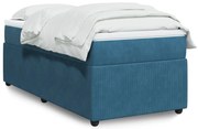 vidaXL Κρεβάτι Boxspring με Στρώμα Σκούρο Μπλε 80 x 200 εκ. Βελούδινο