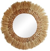 Καθρέπτης Oviele Inart sisal σε φυσικό χρώμα Φ95x4εκ