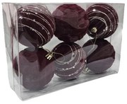 Σετ Χριστουγεννιάτικες Μπάλες Μπορντό με Σχέδιο 6 τεμάχια - Set of Christmas Balls