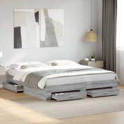 vidaXL Πλαίσιο Κρεβατιού με συρτάρια Γκρι sonoma 180x200εκ. Επεξ. Ξύλο