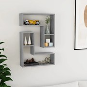 Ραφιέρες Τοίχου 2 τεμ. Γκρι Σκυροδ. 50x15x50εκ. από Επεξ. Ξύλο 807218