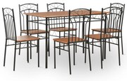 vidaXL Σετ Τραπεζαρίας 7 Τεμαχίων Καφέ από MDF / Ατσάλι