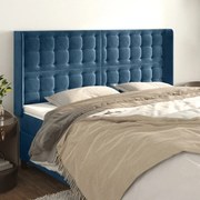 Κεφαλάρι με Πτερύγια Σκούρο Μπλε 183x16x118/128 εκ. Βελούδινο - Μπλε