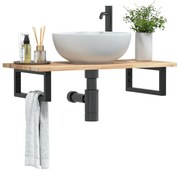 Ράφι Νιπτήρα Τοίχου από Ατσάλι / Μασίφ Ξύλο Ακακίας