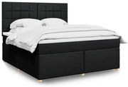 vidaXL Κρεβάτι Boxspring με Στρώμα Μαύρο 180x200 εκ. Υφασμάτινο