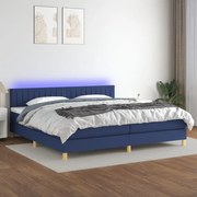 ΚΡΕΒΑΤΙ BOXSPRING ΜΕ ΣΤΡΩΜΑ &amp; LED ΜΠΛΕ 200X200 ΕΚ. ΥΦΑΣΜΑΤΙΝΟ 3133907