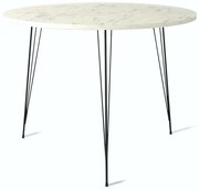 Τραπέζι Sandalf 801CMY2932 90x90x75cm Marble Effect White Μοριοσανίδα, Μέταλλο