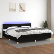 ΚΡΕΒΑΤΙ BOXSPRING ΜΕ ΣΤΡΩΜΑ &amp; LED ΜΑΥΡΟ 200X200 ΕΚ. ΥΦΑΣΜΑΤΙΝΟ 3133583