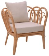 Πολυθρόνα Tania φυσικό rattan-λευκό μαξιλάρι 76x76x76εκ Υλικό: RATTAN - FABRIC 335-000012