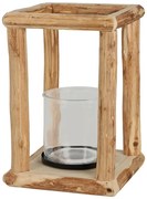 Διακοσμητικό Φανάρι με διαστάσεις 16x16x25cm, Σε απόχρωση ξύλου