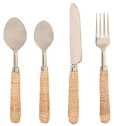 Μαχαιροπίρουνα Home ESPRIT Ασημί Φυσικό Ανοξείδωτο ατσάλι ρατάν 4,5 X 2 X 21 CM 16 Τεμάχια