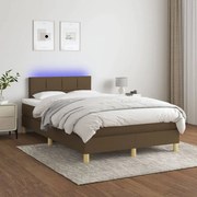 Κρεβάτι Boxspring με Στρώμα &amp; LED Σκ.Καφέ 120x200 εκ Υφασμάτινο