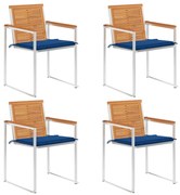 vidaXL Καρέκλες Κήπου 4 τεμ. από Μασίφ Ξύλο Ακακίας με Μαξιλάρια