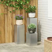 vidaXL Στήριξη φυτών 3 pcs Ασημί 24 x 24 x 75 εκ.