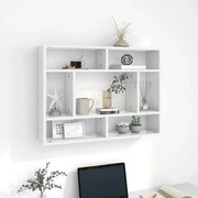 vidaXL Ραφιέρα Τοίχου Γυαλιστερό Λευκό 75x16x55 εκ. από Επεξ. Ξύλο