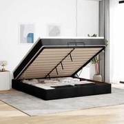 vidaXL Οθωμανικό Κρεβάτι με Στρώματα Μαύρο 200x200cm Ύφασμα