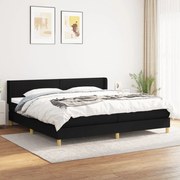 vidaXL Κρεβάτι Boxspring με Στρώμα Μαύρο 200x200 εκ. Υφασμάτινο