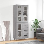 vidaXL Ντουλάπι Γκρι Sonoma 69,5 x 34 x 180 εκ. Επεξεργασμένο Ξύλο