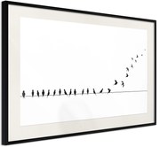 Αφίσα - Birds on a Wire - 60x40 - Μαύρο - Με πασπαρτού