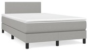 Κρεβάτι Boxspring με Στρώμα &amp; LED Αν.Γκρι 120x190εκ. Υφασμάτινο