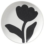 Πιάτο Βουτύρου Flora Ζωγραφισμένο Στο Χέρι Stoneware Άσπρο-Μαύρο Ø15 x H2 cm Broste Copenhagen