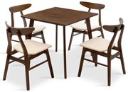 Tραπεζαρία Benson - Orlean σετ 5τμχ καρυδί - ύφασμα μπεζ 80x80x75εκ 80x80x75 εκ.