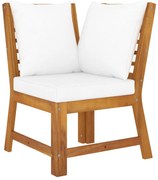 vidaXL Καναπές Γωνιακός Τμηματικός Μασίφ Ξύλο Ακακίας με Κρεμ Μαξιλάρι