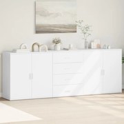 vidaXL Ντουλάπι 3 τεμ. Λευκό Επεξεργασμένο Ξύλο