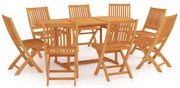vidaXL Σετ Τραπεζαρίας Κήπου 9 Τεμαχίων από Μασίφ Ξύλο Teak