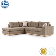 Γωνιακός καναπές δεξιά γωνία Boston pakoworld ύφασμα mocha-cream 280x225x90εκ 168-000024