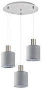 Φωτιστικό Οροφής SE21-NM-4-3NM-SH2 ADEPT TUBE Nickel Matt Pendant Grey Fabric Shade+ - 77-8425 - 51W - 100W - 77-8425